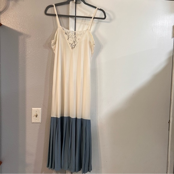 Kamisato Lace Slip Dress Plated Midi American Vintage USA Y2K Fairycore Cottage - Picture 1 of 16